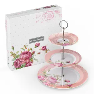 Floral Tiered Stand Pink