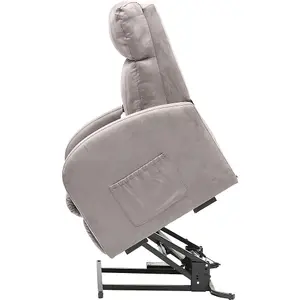 Single Motor Rise and Recline Lounge Chair Dove Grey Coloured Suedette Material