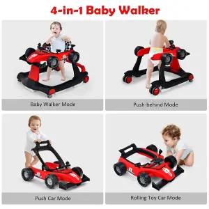 Costway 4-in-1 Foldable Baby Walker Activity Push Walker w/ Adjustable Height & Speed