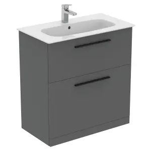 Ideal Standard i.life A Standard Matt Quartz Grey Freestanding Bathroom Vanity unit (H) 853mm (W) 800mm