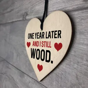 Funny 1st Anniversary Gift For Wife Husband Wood Heart Gift For Him Her Keepsake