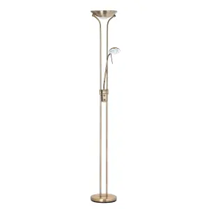 Litecraft Mother & Child Antique Brass Dimmable Floor Lamp 2 Arm with Bulbs