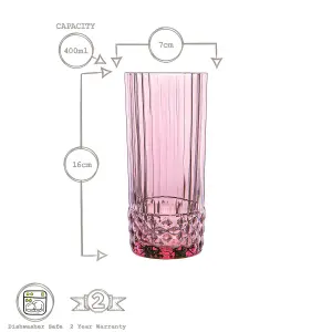 Bormioli Rocco - America '20s Highball Glasses - 490ml - Lilac Rose - Pack of 6