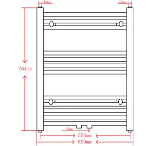 Bathroom Heating Towel Rail Radiator Straight 600x764 mm Black