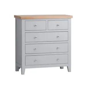 Home Source Easton Grey & Oak 5 Drawer Chest of Drawers