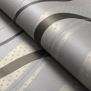 Wavy Strip Wallpaper Roll Non Woven Patterned Wall Covering  L 10m x W 0.53m 5.3m²