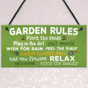 Red Ocean Garden Rules Relax Novelty Hanging Plaque SummerHouse Sign Garden Shed Friendship Gift