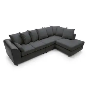 Dylan Large Corner Sofa Right Facing in Black Grey