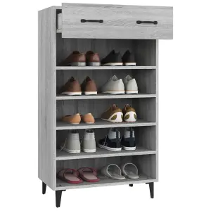 Berkfield Shoe Cabinet Grey Sonoma 60x35x105 cm Engineered Wood