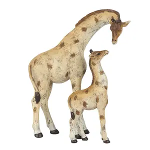 Giraffe Mother And Baby Ornament H14 cm