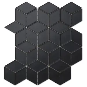 Glass mosaic on mesh for bathroom or kitchen 26.5cm x 30.5cm - Soft black