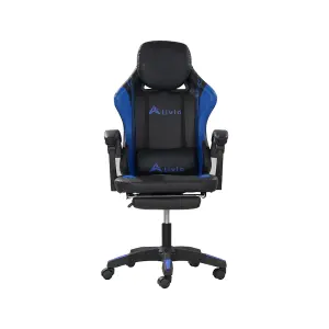 Alivio 360 Swivel Gaming Chair with Footrest Lumbar Support Back Support - Blue & Black