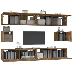 Berkfield 6 Piece TV Cabinet Set Smoked Oak Engineered Wood