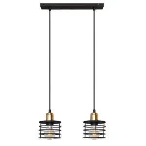 Luminosa Edison Straight Bar Pendant Ceiling Light Black, Copper 40cm