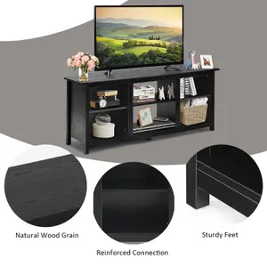 Costway TV Stand for TVs up to 65 Inches Wooden Modern TV Console Table W/6 Open Storage