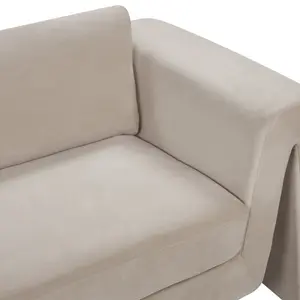 Beliani Modern Velvet Sofa Taupe MAUNU