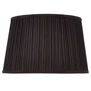 12" Luxury Round Tapered Lamp Shade Black Pleated Organza Modern Elegant Drum