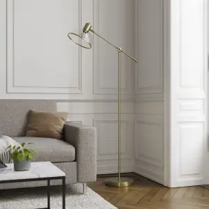 Bulwell Articulated Antique brass effect LED Floor lamp