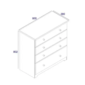 Soft white 4 drawer chest, Colorado Range