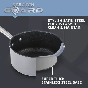 Prestige Scratch Guard Silver Round Stainless Steel Induction Suitable Non-Stick Milk Pan 14cm