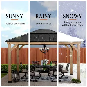 Sunjoy FSC Cedar Wood Gazebo BRURI - 393cm x 335cm, Anthracite