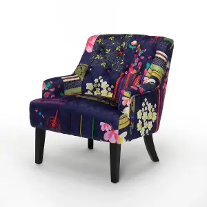 Fabric Purple Patchwork Lydia Accent Chair