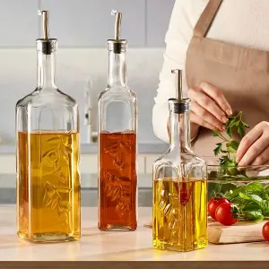 Queensway Home & Dining 345ml Oil Vinegar Glass Bottles Dispenser Pourer Storage Container Serving Set of 2