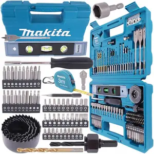 Makita 102 Piece Drill Bit Holesaw Masonry HSS Drill Flat Bit Set + Tape Measure