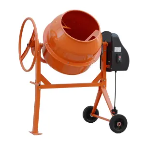 450W 220V Cement Mixer 120 L Electric Portable Cement Concrete Mixer with Wheels,Orange