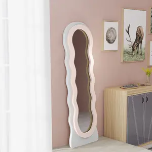 HOMCOM Full Length Mirror, Standing, Leaning or Wall Mirror, White and Pink