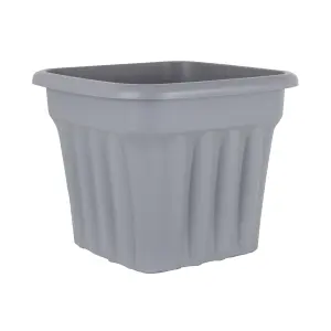 Wham 4x Vista Plastic Planter, Square Garden Plant Pot, Large Floor Pot (49cm, 50L, Pack of 4) Made in UK (Upcycle Grey)