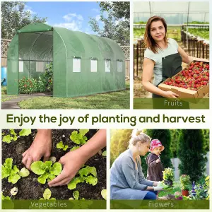 Outsunny 4 x 2M Polytunnel Walk-in Garden Greenhouse with Zip Door and Windows