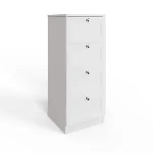 Matt White Chest Of 4 Drawers Modern Design Deep Storage Panelled Fronts