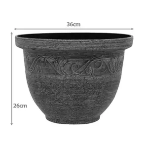 simpa 2PC Rustic Grey Kingscliffe Plastic Planters 36cm (Dia)