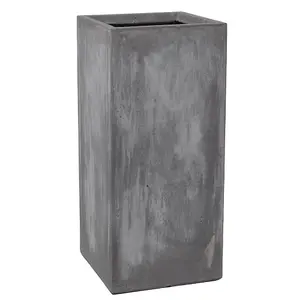 60cm Fibrecotta Cement Finish Tall Cube Planter