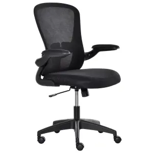 Vinsetto Mesh Home Office Chair Swivel Task Chair w/ Lumbar Support, Arm, Black