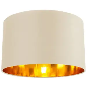 Contemporary Cream Cotton 14 Table/Pendant Lamp Shade with Shiny Copper Inner