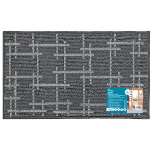 JVL Vector Machine Washable Latex Backed Doormat, 50x80cm, Grey