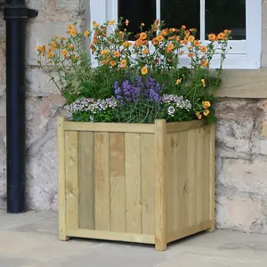 Zest Holywell Large Wooden Square Garden Planters Flowers