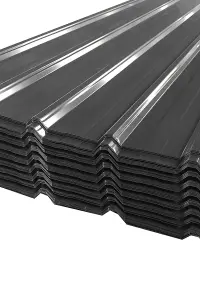 12 Pcs Steel Corrugated Panels Roofing Sheet,Wall Panels for Shed, Garage, Carport, Home Projects, Charcoal Black 129cm L x 45cm W