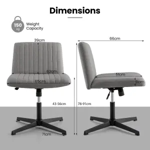 COSTWAY Criss Cross Legged Chair Home Office Chair w/ Wide Padded Seat