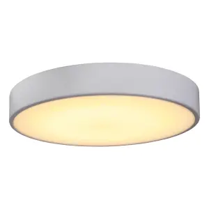 GoodHome Wapta Flush Matt Metal & plastic White Bathroom LED Ceiling light