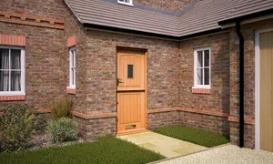 Stable Frosted Glazed Cottage Wooden White oak veneer External Front door, (H)1981mm (W)762mm