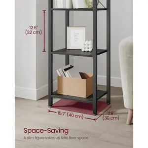 Lakesha Etagere Bookcase Ebony Black / 187.5cm H x 40cm W x 30cm D