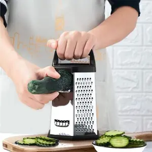 New 9" Stainless Steel Grater Handle Cheese Vegetables Kitchen Utensil 6 Sided