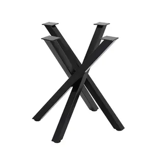 Black Criss Cross Metal Table Legs for DIY Coffee Table Dining Table