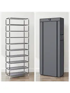 SONGMICS  10 Tier Shoe Rack Cabinet For Up To 27 Pairs Of Shoes Free Standing Storage Organizer 58 X 28 X 160cm