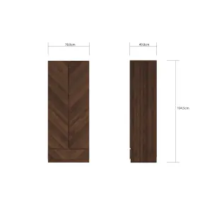 GFW Catania 2 Door 1 Drawer Wardrobe Royal Walnut