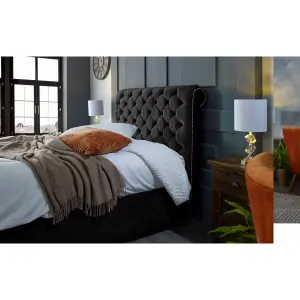 Veneta Plush Velvet Black Bed Frame