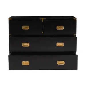 Sarter Four Drawer Chest - Mango Wood - L43 x W98 x H77 cm - Black/Gold